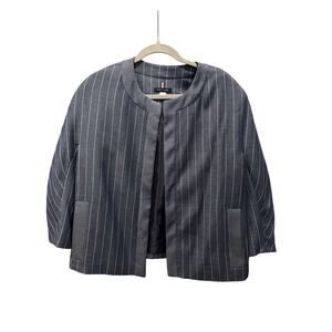 Tommy Hilfiger Pinstripe Cropped Blazer Jacket Women's Size 14